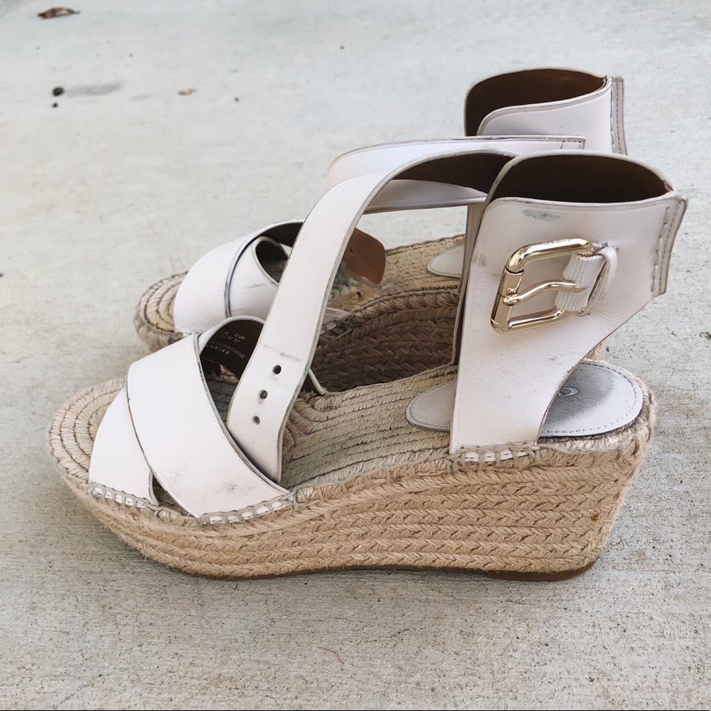 White coach platform sandal / wedge